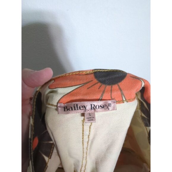 Flower Power Womens Wide Leg Pants High Rise Hippie Bohemian 70s Daisy Large - Picture 7 of 10